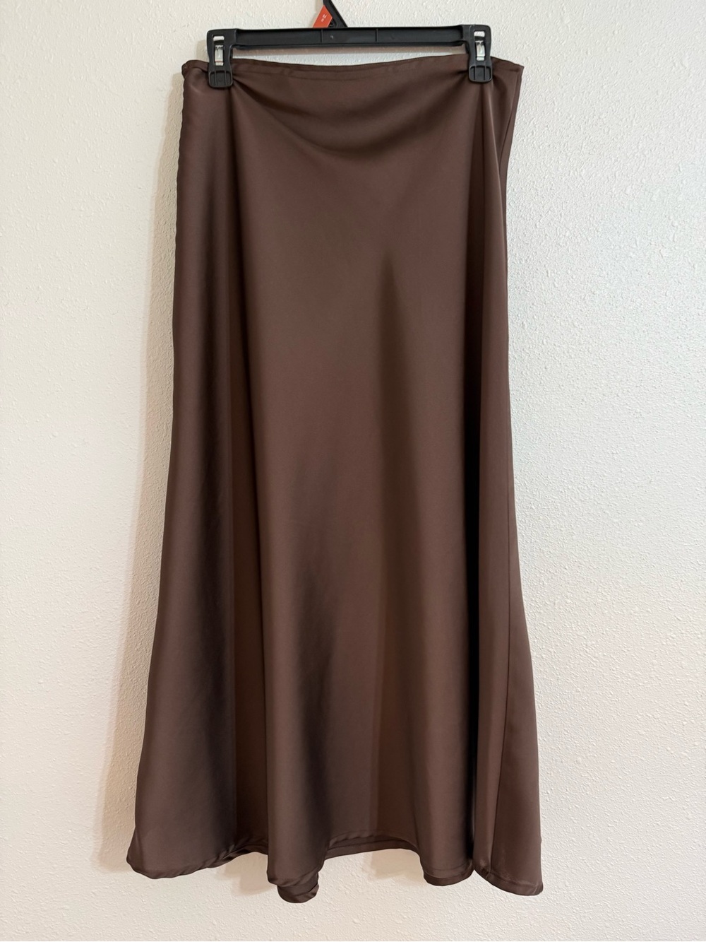 Classic Brown Satin A-Line Skirt M